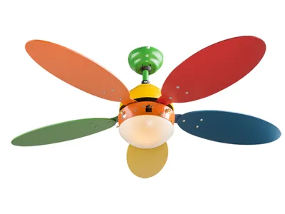 Produktbild von Globo Lighting Ventilator Metall bunt, Glas opal, Zugschalter Kette, max. Motorleistung 50W, optimale Raumnutzung 15m², Abkühlung, Aufheizen, Geschwindigkeitsstufen 100/150/225 RPM, ø: 1066mm, H: 370mm, exkl. 1x E14 60W 230V