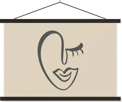 Produktbild von MuchoWow® Textilposter Frau - Lippen - Abstrakt 120x80 cm mit schwarzem Rahmen - Wanddeko