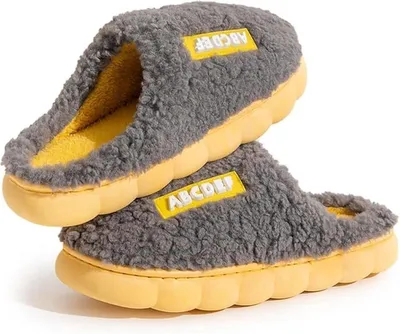 Produktbild von Plüsch Pantoffeln Damen & Herren – Memory Foam, Warm, Rutschfest, Grau 44/45