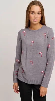 Produktbild von OXMO OXChristel Damen Weihnachtspullover Winter Pullover Strickpullover Weihnachtspulli mit Rundhalsausschnitt