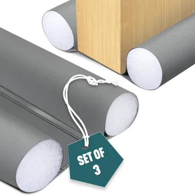 Produktbild von VOUNOT® 3er Set Türdichtung unten, zuschneidbare Zugluftstopper für Türen, 96 cm, Grau