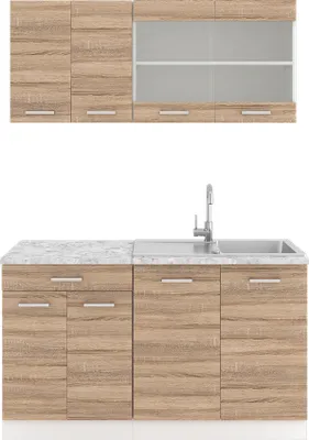 Produktbild von Singleküche Vicco R-Line Sonoma 140 cm , AP Marmor, Model 30231