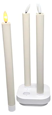 Produktbild von 4er Set LED-Stabkerzen wiederaufladbar mit Fernbedienung, Timer & Ladestation