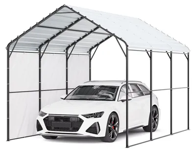 Produktbild von VEVOR Schwerlast-Metall-Carport, 12' x 20' Outdoor-Carport mit verzinktem Stahlrahmen und Dach, Autozelt-Garage mit abnehmbaren Seitenwänden, multifunktionale Autoschutzhütte für Pickup, Boot, Auto und Traktoren, 10 x 15 ft