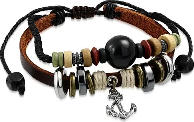Produktbild von Echtleder-Armband Anker Anchor Rindsleder Edelstahl Surfer Autiga® braun