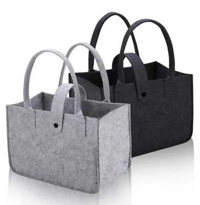 Produktbild von 2er Set Filztaschen Einkaufskorb faltbar 30x20x18cm Grau/Schwarz