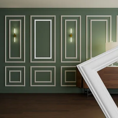 Produktbild von HEXIM Stuckleisten Wandrahmen Sets HDPS weiß - Auswahl an Größen für Wand, Decke, Bilder & Spiegel - Für hochwertige Interieur-Upgrades in Alt- oder Neubauten (RM18-K 116X51CM)