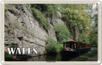 Produktbild von vianmo Blechschild 12x18 cm Wales United Kingdom Llangollen Kanal Bildmotiv Reisemotiv Abenteuer Reisen