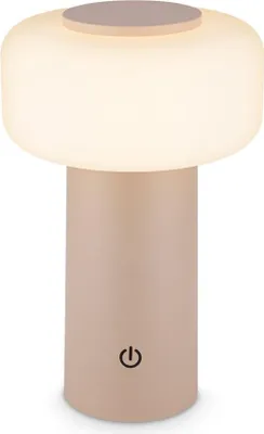Zdjęcie produktu dla Lampa stołowa LED akumulatorowa 20,6cm ściemnialna IP44 zewnętrzna dotykowa beżowa