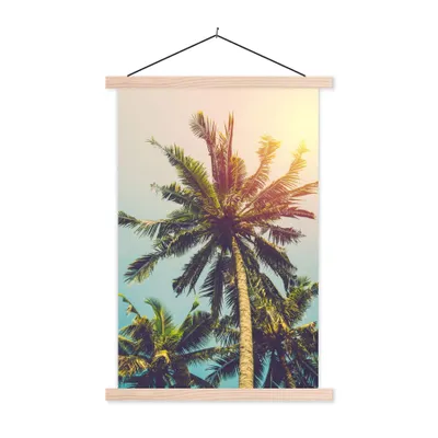 Produktbild von MuchoWow® Textilposter Palme - Sommer - Tropisch - Sonne 60x90 cm mit holzfarbenen Rahmen - Textil