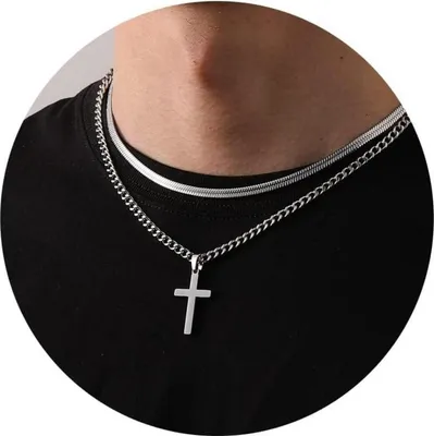 Immagine prodotto di Esmoly collana croce uomini acciaio inox argento oro nero