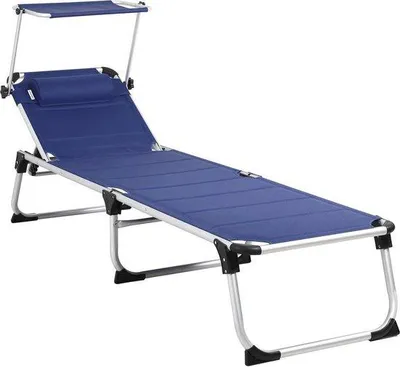 Obrázok produktu pre Skladacie plážové kreslo so slnečníkom – pohodlné ležadlo do záhrady a na pláž