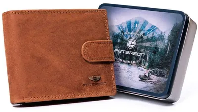 Zdjęcie produktu dla Poziomy portfel męski ze skóry naturalnej system RFID Protect Peterson