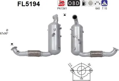Produktbild von AS FL5194 Dieselpartikelfilter Rußpartikelfilter DPF für FORD FOCUS III Turnier Abgasanlage Diesel
