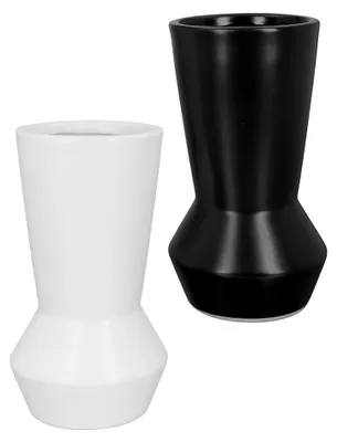 Produktbild von Gilde Vase, "Kairo", Keramik, schwarz, weiß, L. 10 cm, B. 10 cm, H. 18.5 cm 28873 4063387288733 2 Stück (2-fach sortiert)