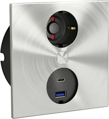 Produktbild von Naber Duplex E USB, Einbausteckdosenelemente, mit Schukosteckdose, Edelstahl