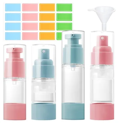 Immagine prodotto di Set di 4 flaconi cosmetici ricaricabili, senza aria, vuoti