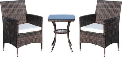 Produktbild von Outsunny 3-tlg. Balkonmöbel Set Sitzgruppe Rattan Gartenset Polyrattan  Braun