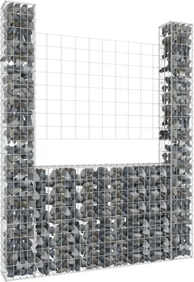 Produktbild von Maison Exclusive - Gabionenkorb U-Form mit 2 Säulen Eisen 140x20x200 cm