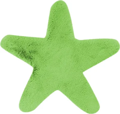 Produktbild von Qiyano Teppich Kinderzimmer super flauschige Tierformen, Stern Grün, Ø 65 cm Sternform