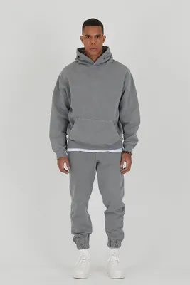 Produktbild von Set Jogger Hoodie 100% Baumwolle Baumwolle Trainingsanzug Hose Jogging Sportswear S Grau