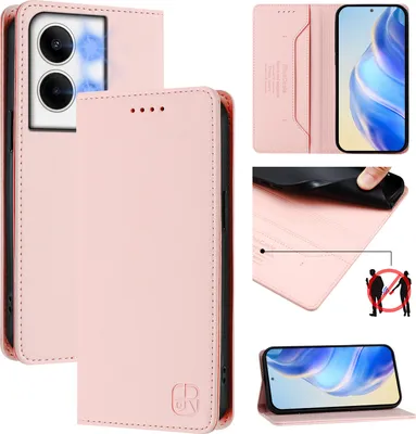 Immagine prodotto di Custodia in pelle per Oppo Reno9 / Reno9 Pro, flip case con slot per carte, portafoglio e supporto Rosa