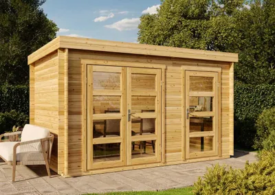 Produktbild von Alpholz Gartenhaus Paloma Grande aus Holz 398x230cm in Naturbelassen mit 28 mm Wandstärke inkl. Fußboden