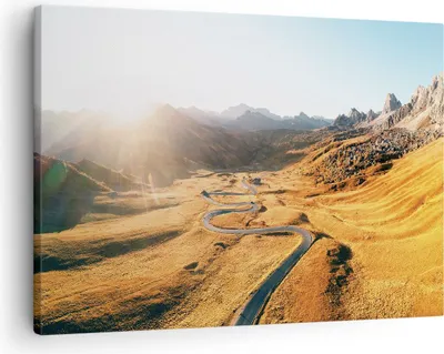 Produktbild von Bild auf Leinwand - Leinwandbild - Einteilig - Sonne Berge Weg - 70x50cm - Wand Bild - Wanddeko - Wandbilder - Leinwanddruck - Bilder - Wanddekoration - Leinwand bilder - Wandbild - AA70x50-4836