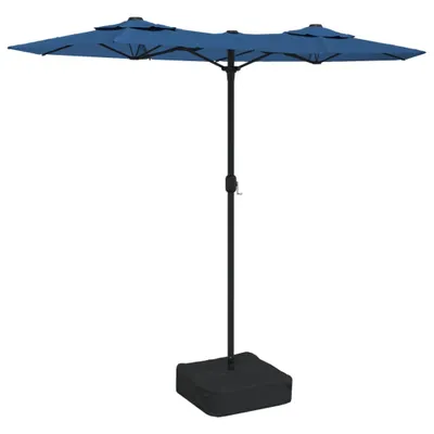 Produktbild von vidaXL Doppel-Sonnenschirm mit LED-Leuchten Azurblau 316x145 cm