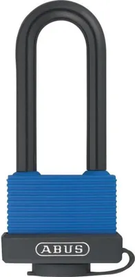 Produktbild von ABUS Vorhangschloss Aqua Safe 70IB, Herkömmliches Vorhängeschloss, Tastensperre, Unterschiedliche Schließung, Schwarz, Blau, Messing, U-förmig