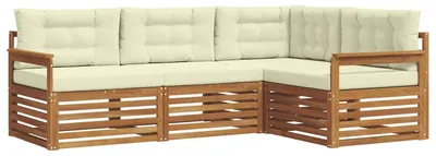 Produktbild von vidaXL Outdoor-Sofagarnitur mit Kissen 4 pcs Natur und Creme