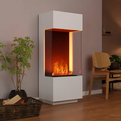 Produktbild von GLOW FIRE Elektrokamin 'OGF 1'| Wasserdampf Kamin mit OMC 400 ohne Holz in weiß als Raumteiler | HxBxT: 55x136x40 cm