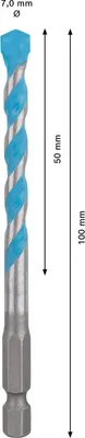 Immagine prodotto di Bosch EXPERT HEX-9 Punta per costruzioni multiple, 7 x 50 x 100 mm 2608900579