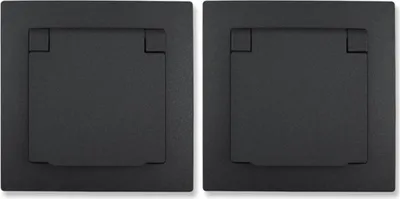 Produktbild von 2er-Pack Schutzkontakt-Steckdose McPower "Flair", 250V/16A, UP, Klappdeckel, IP44, anthrazit, matt