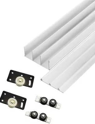 Image de Kit de quincaillerie pour porte coulissante à trois rails, avec rails réglables