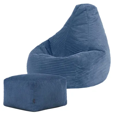 Produktbild von Icon Dalton Cord Sitzsack Kinder und Hocker mit Füllung, Blau