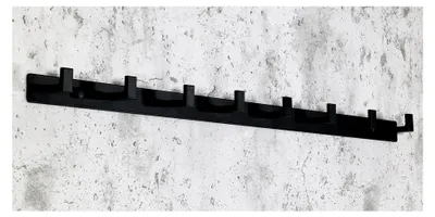 Produktbild von Kleiderhaken 73 cm schwarz, Hakenleiste mit 8 stabilen Metallhaken zur Wandmontage
