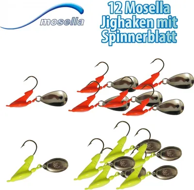 Produktbild von 12 Mosella Standup Jighaken mit Spinnerblatt 3/0 14g