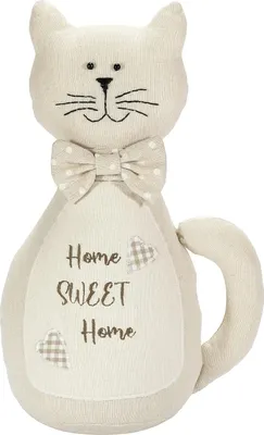 Produktbild von Türstopper „Süße Katze“ – Katzen-Türstopper aus Stoff – „Home Sweet Home“-Design – schwer, mit Sand gefüllt – Tier-Türstopper – Geschenke für Katzenliebhaber – 19 x 13 x 36 cm