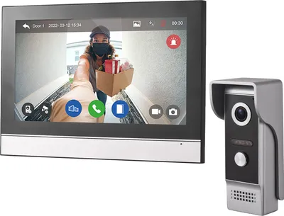 Produktbild von 1080P Kabellose Video-Tuerklingelkamera mit Monitor TY APP WiFi 7 Zoll Touchscreen Video-Tuersprechanlage Kamera-Kits Zweiwege-Gegensprechanlage Elektronische Bilderrahmenfunktion 8 Sprachen fuer Villa Home Office Apartment