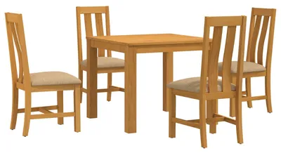 Imagen del producto de Conjunto de mesa y sillas para comedor, 5 piezas, color beige, madera maciza de roble