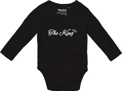 Produktbild von Huuraa Baby Body The King Krone 62 Black  Baumwolle Fairtrade Langarmbody Geschenkidee