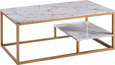 Obrázek produktu pro Teamson Home Marmo Moderní dřevěný konferenční stolek s mramorovým efektem do obývacího pokoje VNF-00036