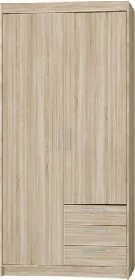 Produktbild von Masseno Drehtürenschrank ELENORA 90 cm Kleiderschrank Schlafzimmer Schrank 2-türig Sonoma Eiche