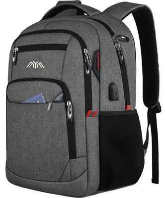 Productafbeelding van Rugzak voor school met USB-oplaadpoort, geschikt voor een 15,6-inch laptop, grijs