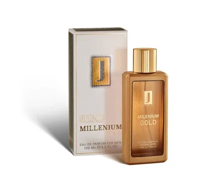 A product shot of a perfume bottle and its box on a white background.