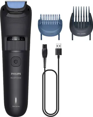 Zdjęcie produktu dla Philips Beard Trimmer 3000 Series BT3620/15 Trymer do brody z zaokrąglonymi ostrzami, Bezobsługowy - nie wymaga oliwienia, Akumulator, Samoostrzące się rolki, Czarny