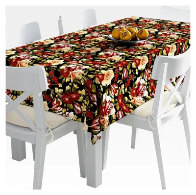 Produktbild von Tischdecke 140 x 110 cm Abwaschbar Fleckschutz Wasserabweisend Rosen Tulpen