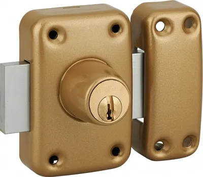 Image de Verrou simple entrée Capital pour porte intérieure, 3 clés, acier, époxy or - THIRARD