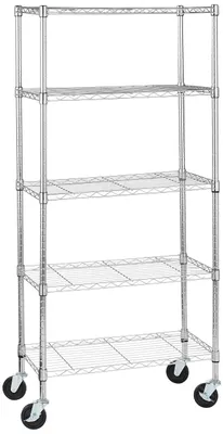 Produktbild von A. Basics Lagereinheit mit 5 Regalböden, mittelgroß auf 10,2 cm großen Rollen mi